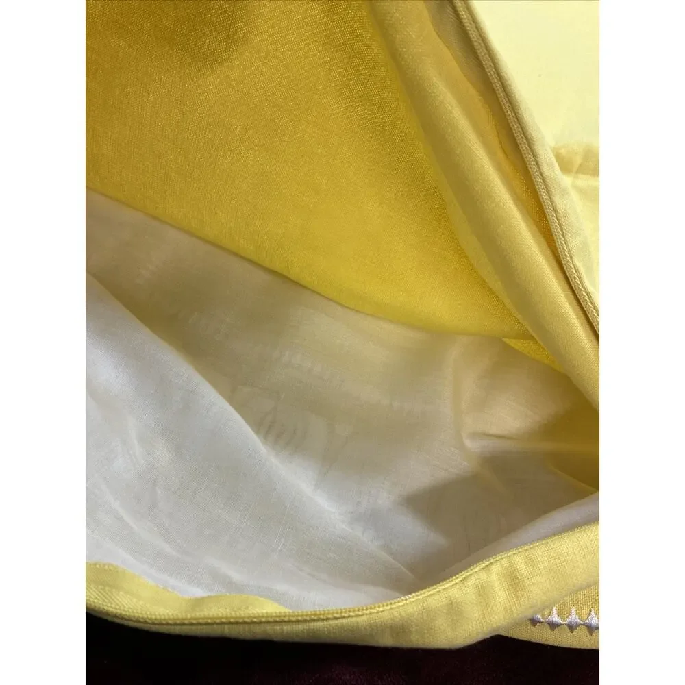 Echo Yellow Chartreuse Embroidered Euro Sham Pillow Cover 26x26 Hidden Zipper